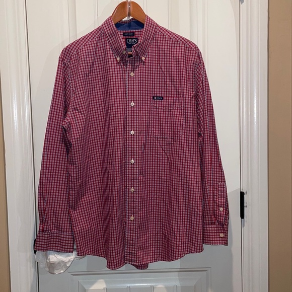 CHAPS L Men’s Casual Dress Shirt Embossed Button-Down Collar withLogo <>Pocket - Picture 12 of 12